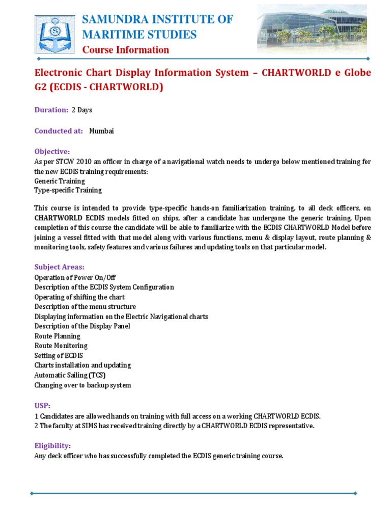 CHARTWORLD ECDIS Training Course | PDF | Business | Computers