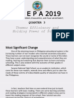 SMEPA2019: Theme: Efficiency and Holding Power of Schools