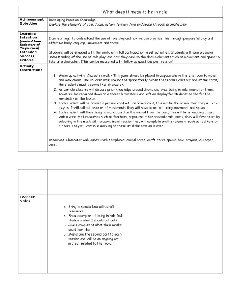 Role Play and Character Mask Project | PDF | Brainstorming | Space