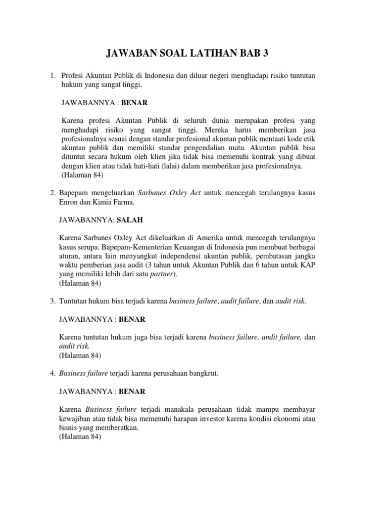 Jawaban Soal Latihan Bab 3