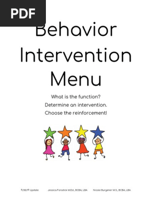 behavior intervention menu