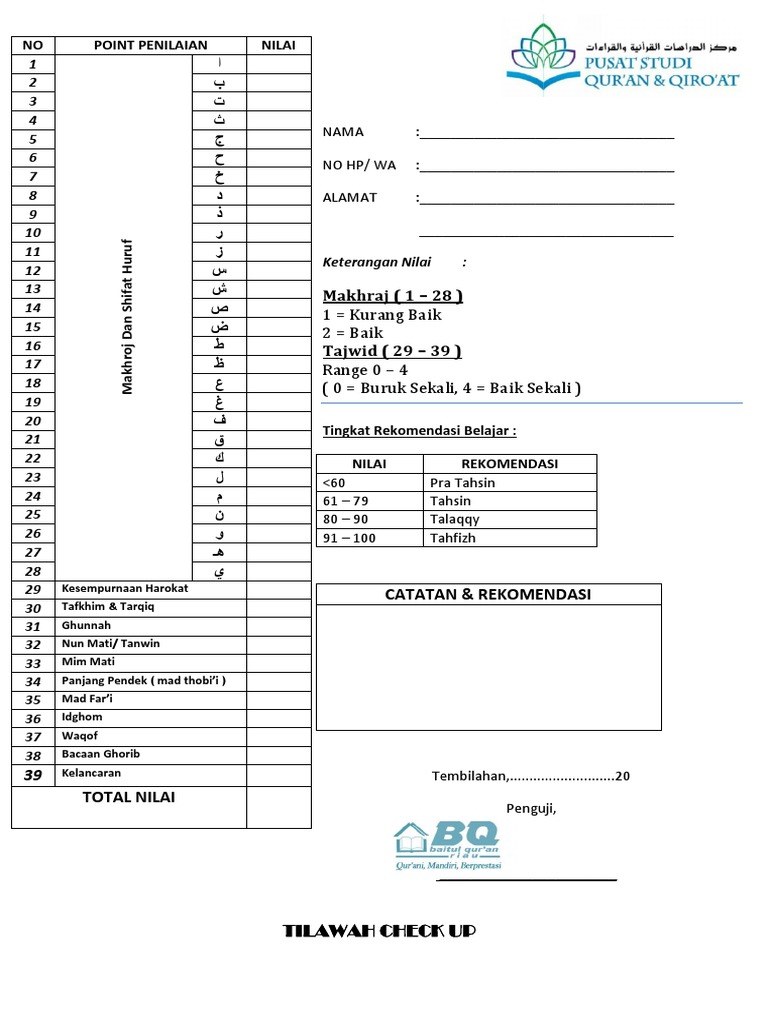 Evaluasi Tilawah Kruang Rang | PDF