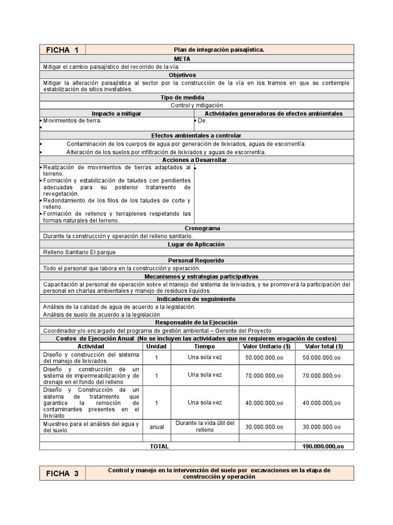 Ficha Técnica de Impacto Ambiental | PDF | Vertedero | Suelo