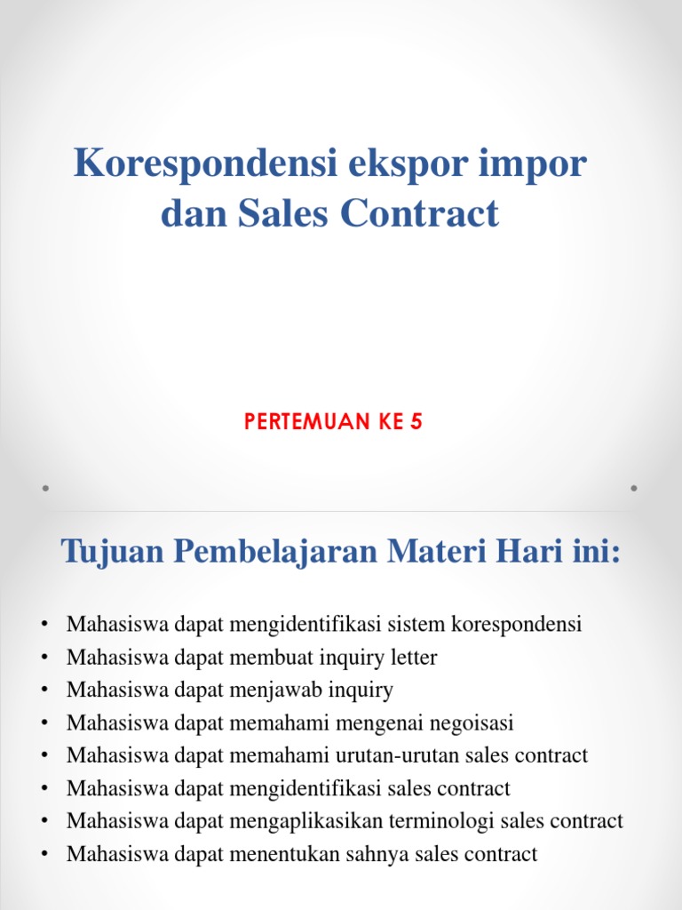 Contoh Surat Kontrak Dagang Ekspor Dalam Bahasa Inggris