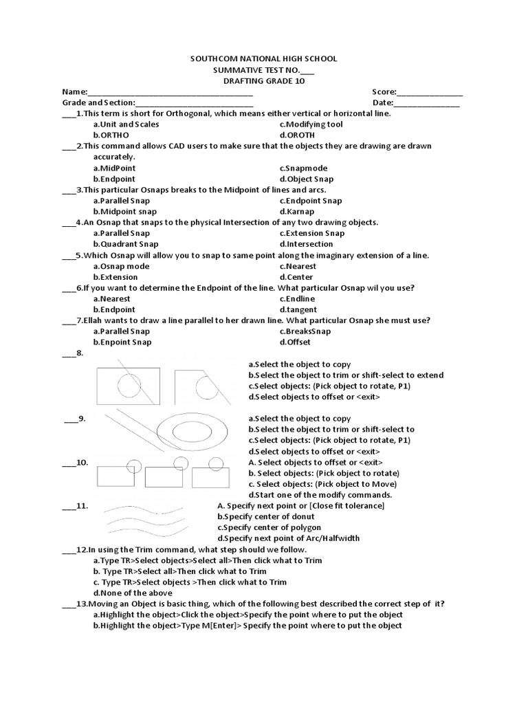 Technical Drafting Summative Test 2-20-19 | PDF | Computer Hardware ...