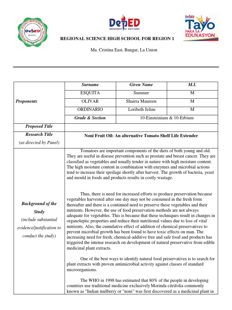 Regional Science High School For Region 1 Surname Given Name M.I PDF