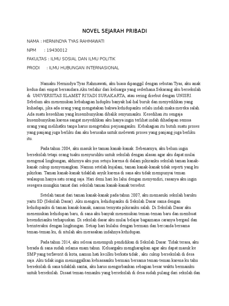 Novel Sejarah Pribadi