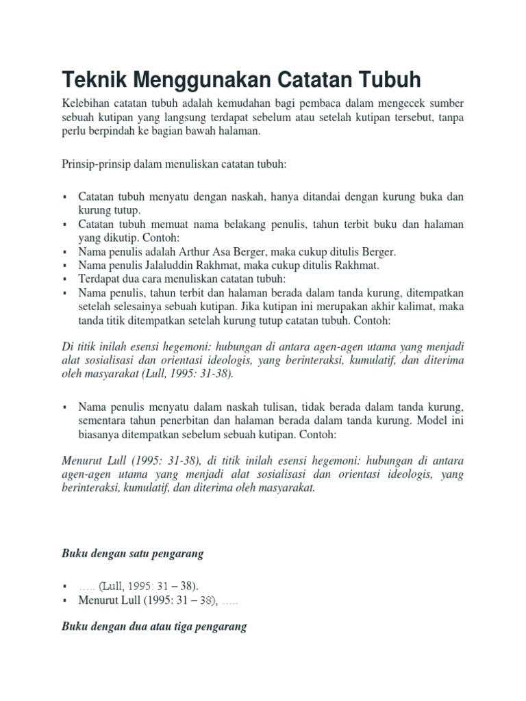 Panduan Catatan Tubuh dalam Penulisan | PDF