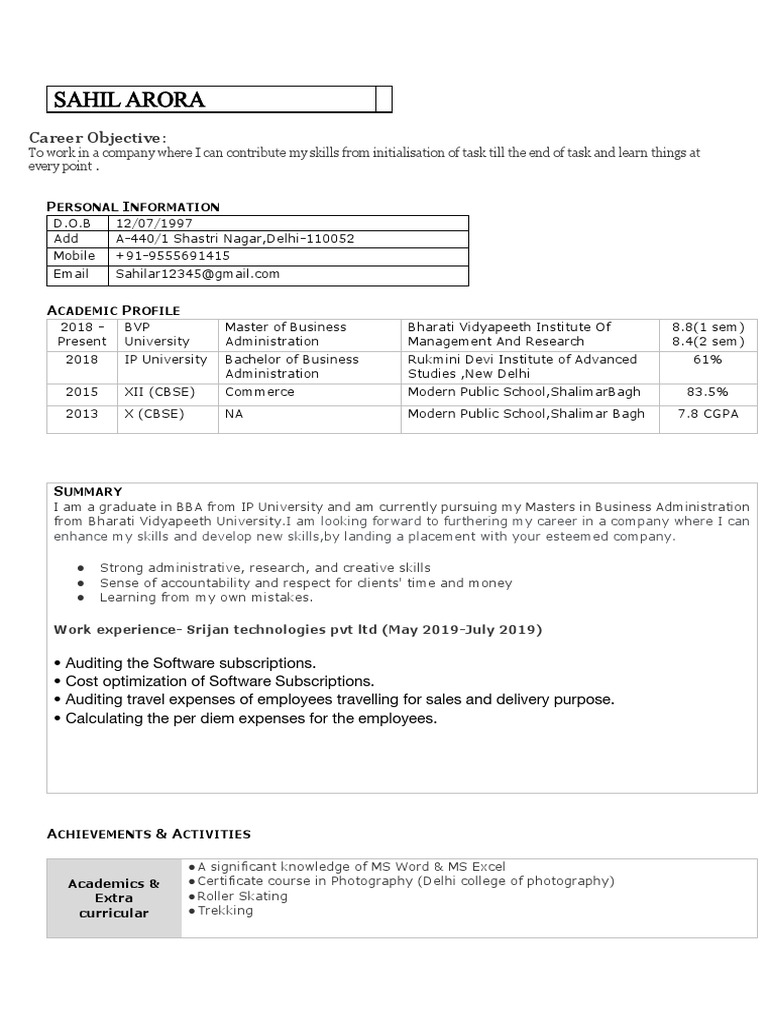MBA Graduate Seeking Career Opportunities | PDF | Career & Growth