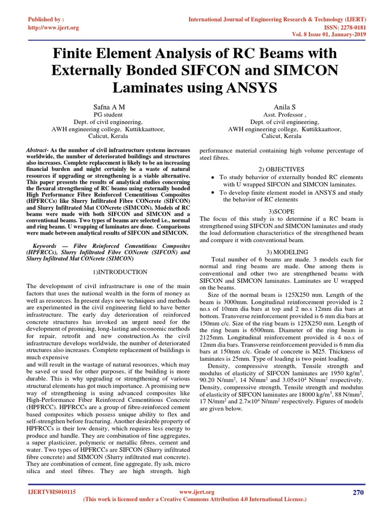 Finite Element Analysis of RC Beams With Externally Bonded Sifcon and ...