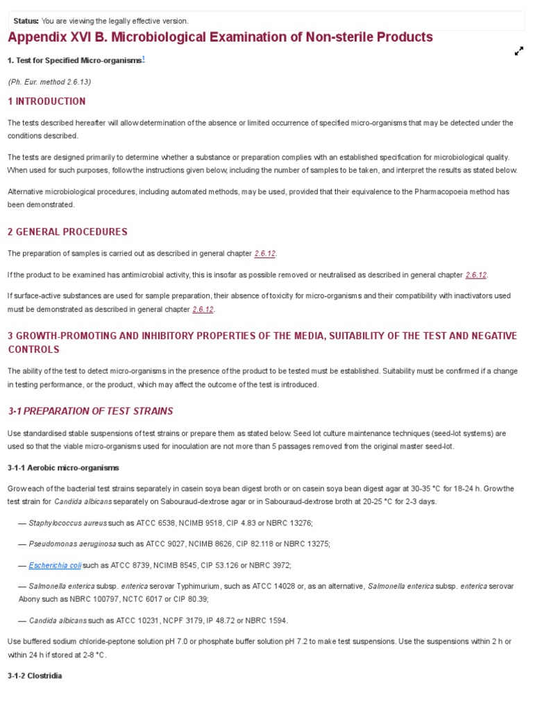 Appendix XVI B. Microbiological Examination of Non-Sterile Products ...