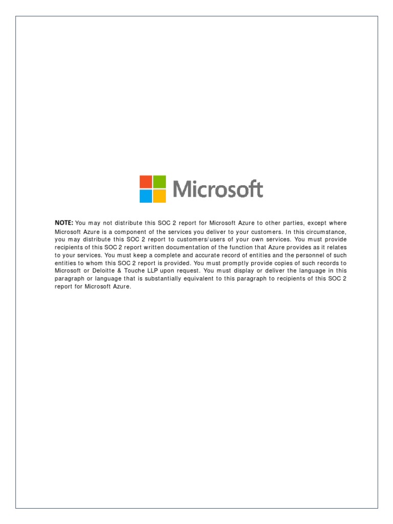 Azure - and Azure Government SOC 2 Type II Report | PDF | Microsoft Azure |  Internal Audit