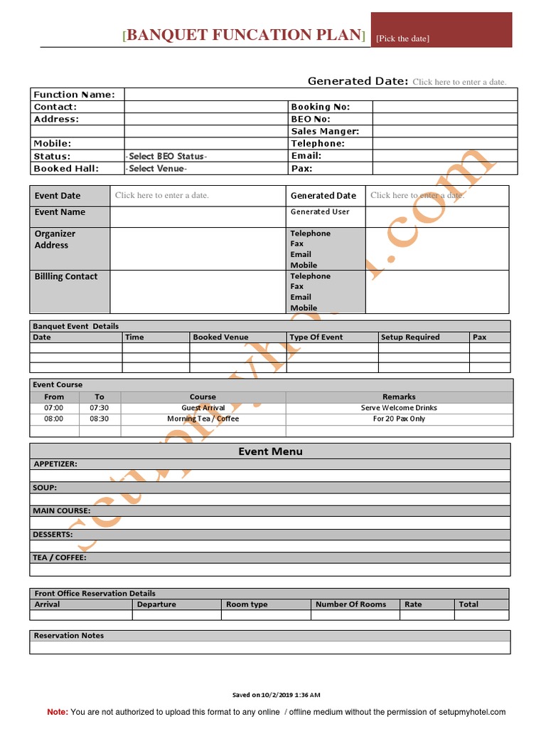 Banquet Event Order Template | PDF | Cyberspace | World Wide Web