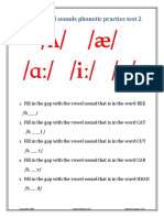 Vowel Sounds Phonetic Practice Test 2 Quiz PDF