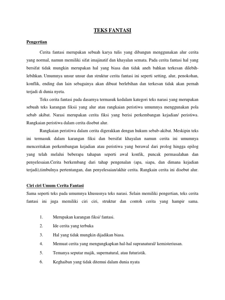 Contoh Cerita Narasi Fantasi Dunia Sosial