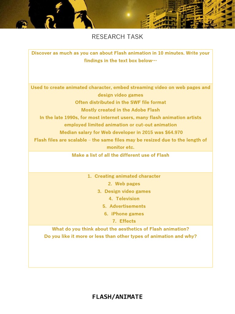 Flash Animation Handout | PDF | Games & Activities | Art