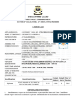 Indian Coast Guard: Directorate of Recruitment SECTOR Â " 24 (A-1), NOIDA Â " 201301, UTTAR PRADESH E-Admit Card
