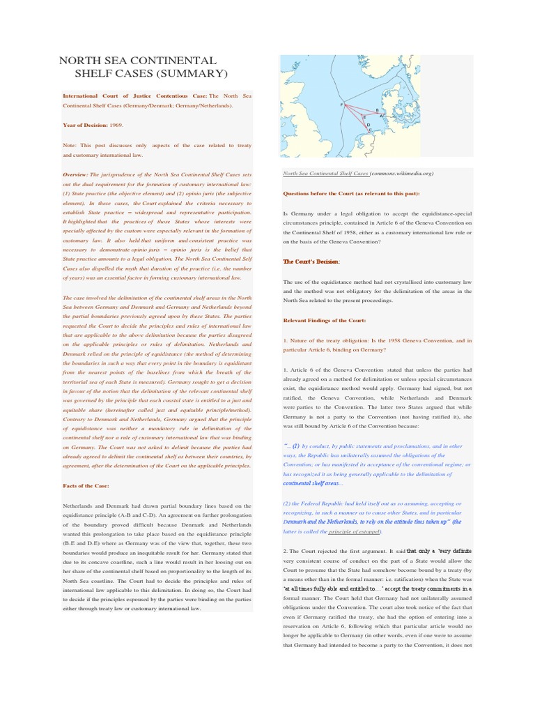 North Sea Continental Shelf Cases PDF PDF Treaty International Law