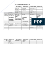 Class Time Table 2019-20: 1 Fundamentals