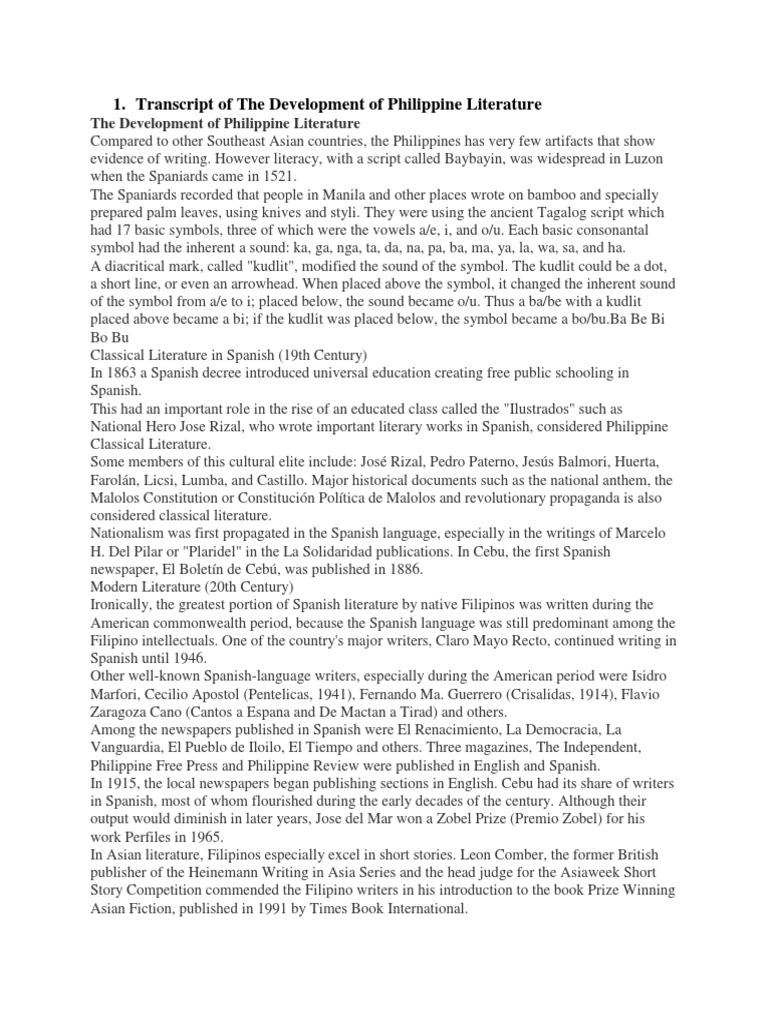 Transcript of Philippine Literature | PDF | Poetry | Philippines