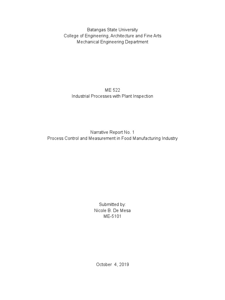 Narrative Reports on Industrial Processes | PDF | Production And ...