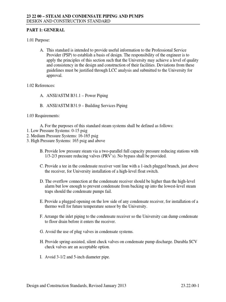 23 22 00 - Steam and Condensate Piping and Pumps | PDF | Valve | Pipe ...