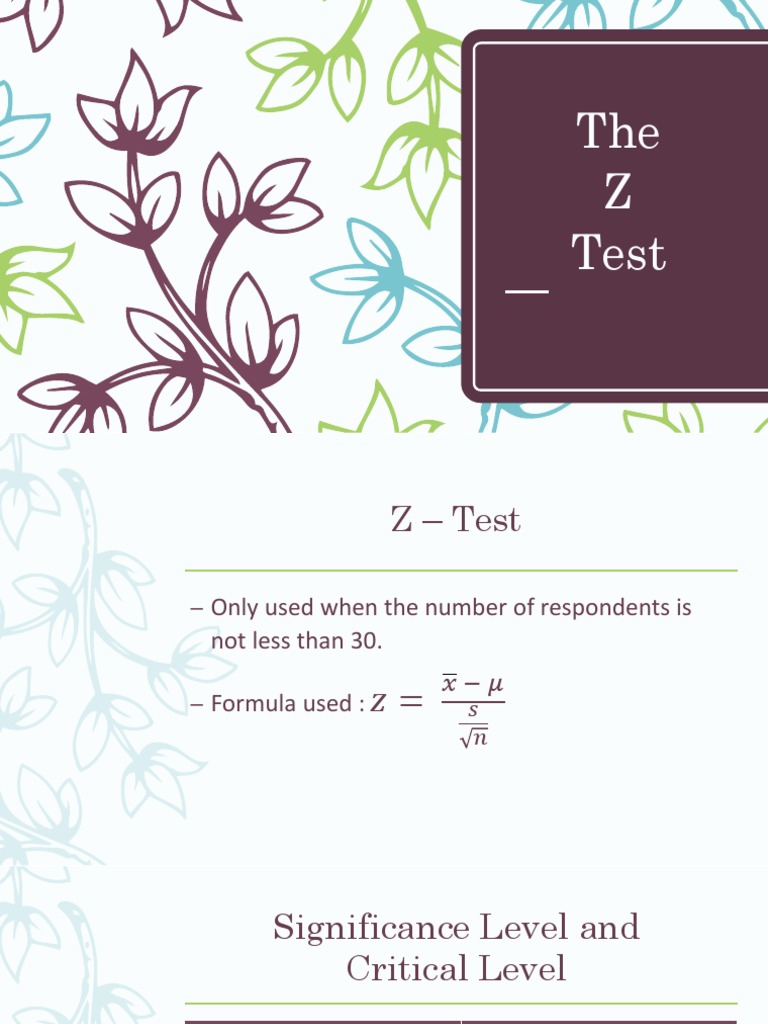 Z Test Statistical Hypothesis Testing Null Hypothesis