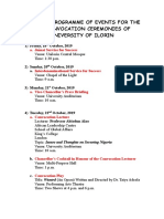 Approved Programme of Activities for the 34th Convocation Ceremony of University of Ilorin