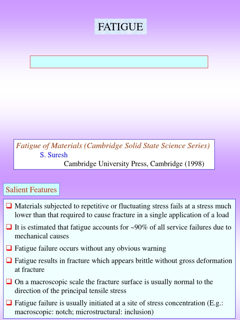 Fatigue: Fatigue of Materials (Cambridge Solid State Science Series ...