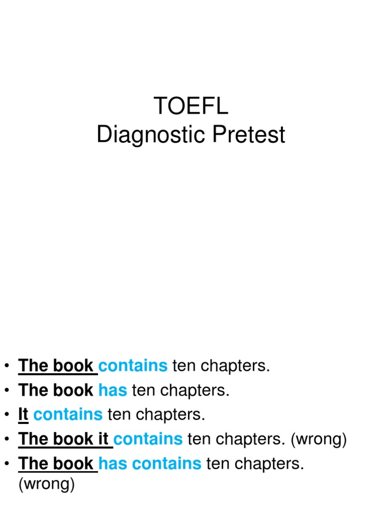 Toefl Diagnostic Pretest PDF Adjective Grammar