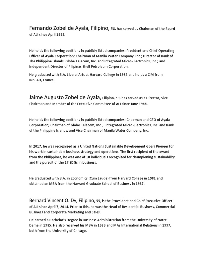 Profiles of ALI Board Members | PDF | Academia | Vocational Education