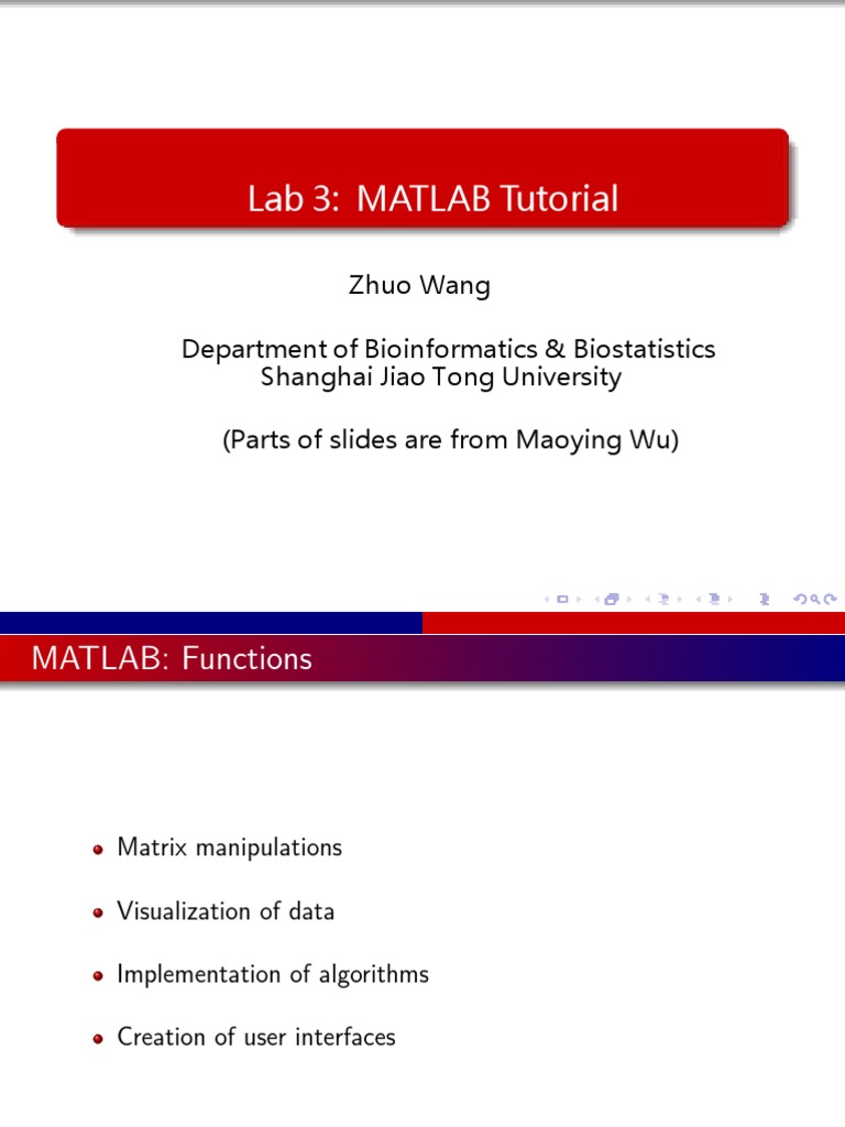 Lab 3: Matlab Tutorial | PDF | Mathematical Optimization | Matrix ...