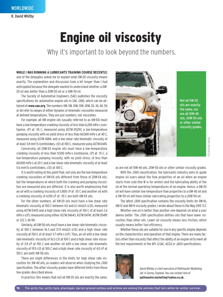 Engine Oil Viscosity | PDF | Motor Oil | Viscosity