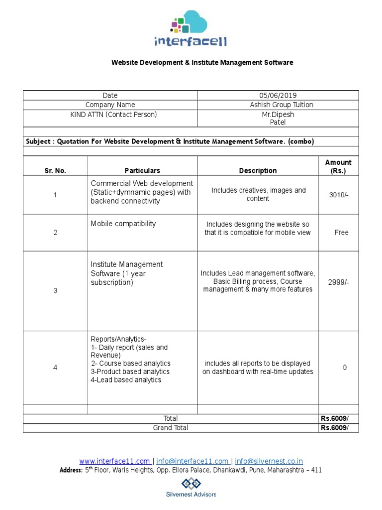 Website Development Quotation for Ashish Group | PDF | Google Play ...