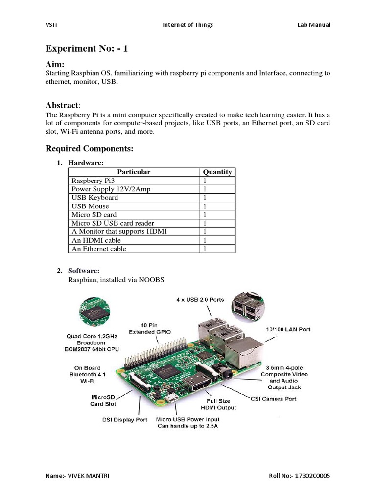 IoT Lab Manual PDF Raspberry Pi Usb