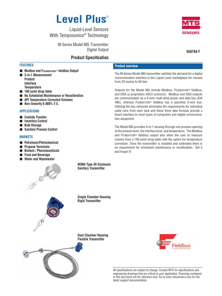 Level Plus: Liquid-Level Sensors With Temposonics Technology | PDF ...