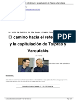 El Camino Hacia El Refer Mdun y La Capitulaci n de Tsipras y Varoufakis. E. Toussaint