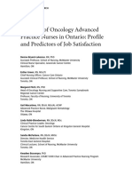 A Survey of Oncology Advanced Practice Nurses in Ontario: Profile and Predictors of Job Satisfaction