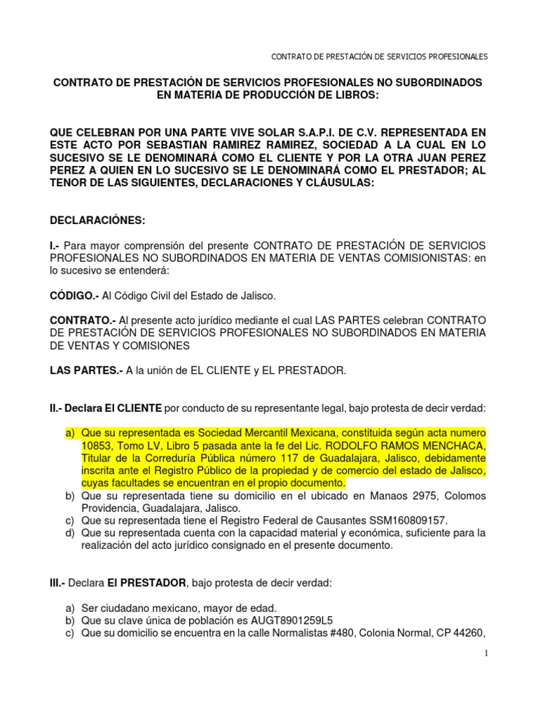 Contrato de Prestacion de Servicios 2019