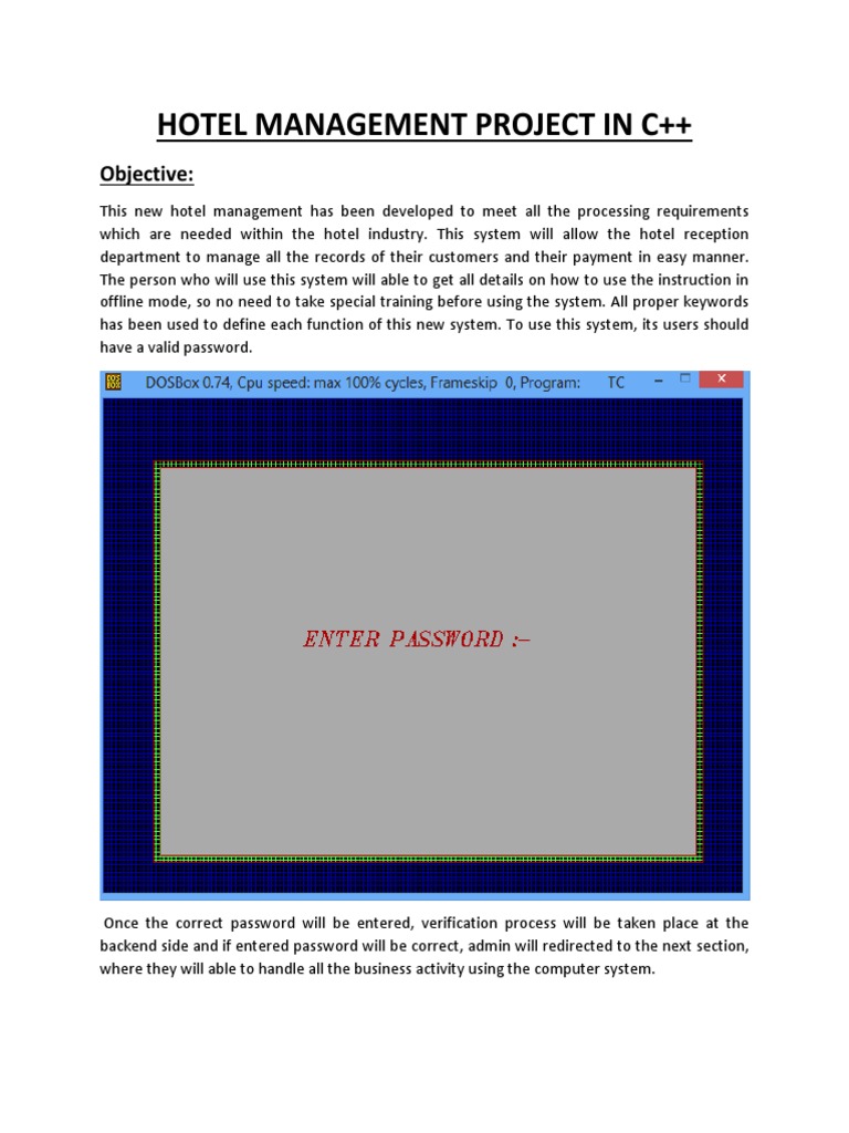 Hotel Management System Overview | PDF | Computer File | Password