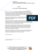 Termo de ciência e responsabilidade para fornecimento de eqüídeos