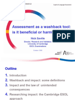 Assessment As A Washback Tool: Is It Beneficial or Harmful?: Nick Saville
