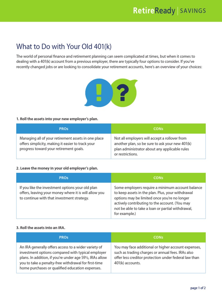 What To Do With Your Old 401K PDF Individual Retirement Account