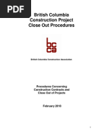 Procedures Concerning Construction Contracts and Close Out of Projects