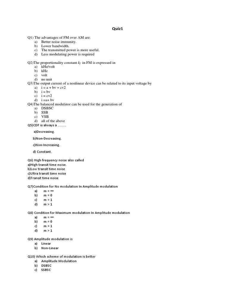 Communication Quiz PDF