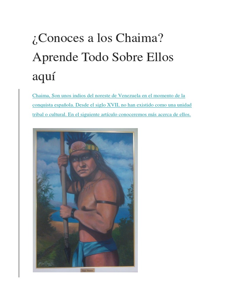 Conoces A Los Chaima | PDF | Venezuela | Pueblos Indígenas de las Américas
