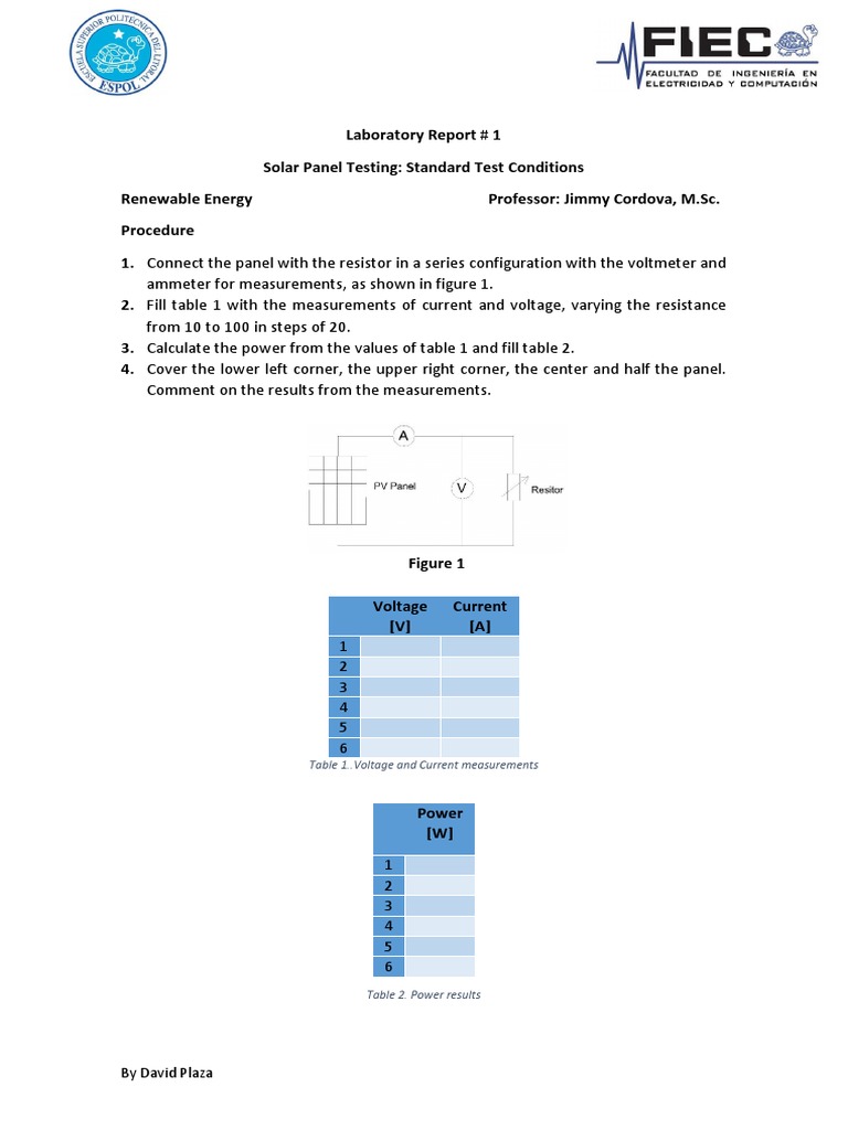 Solar Panel Testing Report Overview | PDF