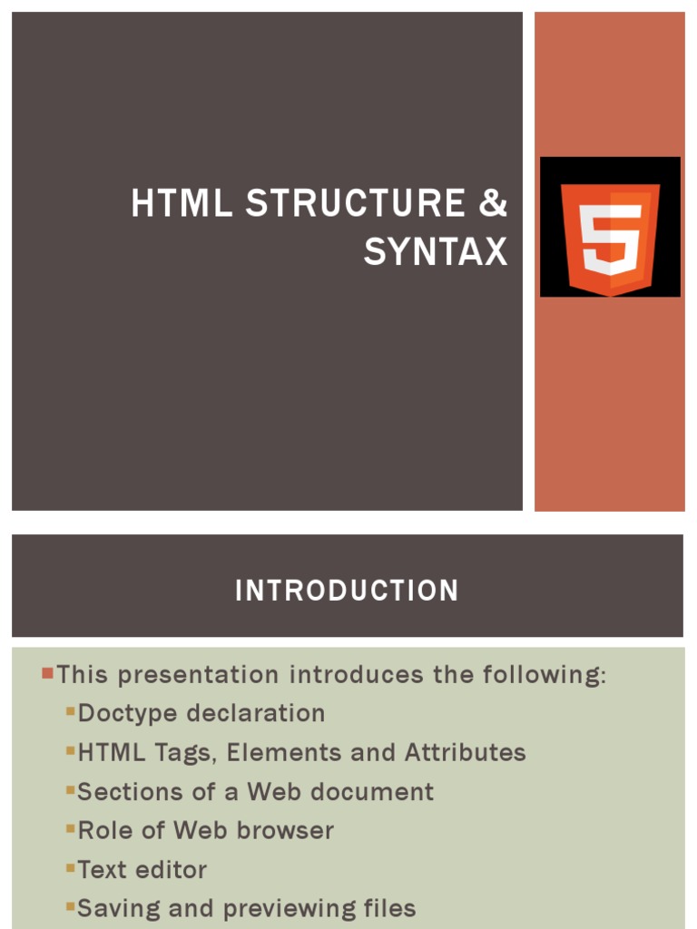 HTML Structure & Syntax | PDF | Html | Html Element