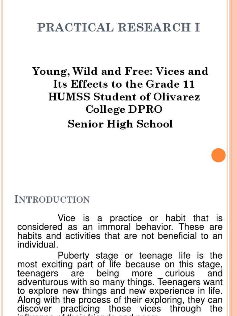 research paper about vices of students
