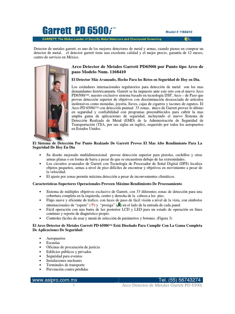 Arco Detector de Armas PD 6500i Garrett PDF | PDF | Diodo emisor de luz ...